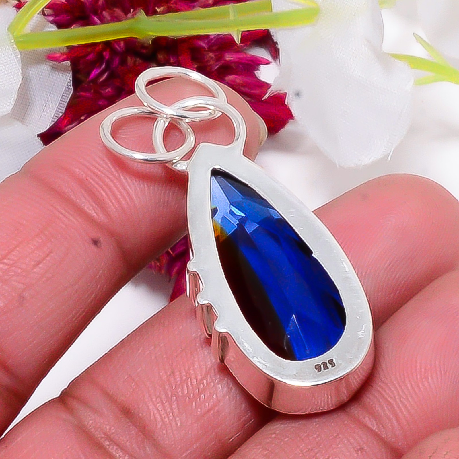 Bi-Colour Tourmaline Designer Handmade 925 Sterling Silver Pendant 1.76″ P_39_51
