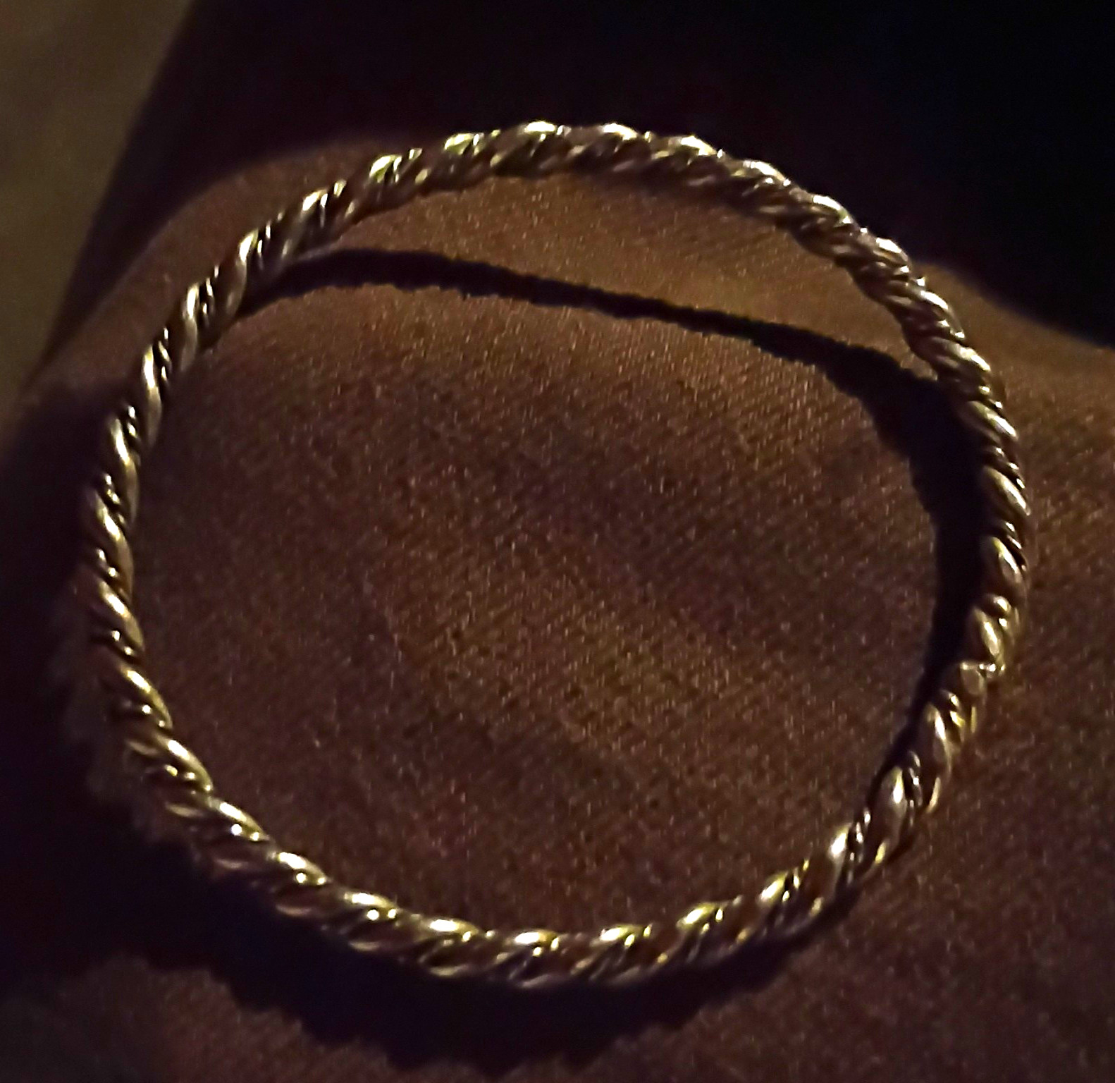 Silver Rope Twist Round Bangle Bracelet, Stackable, No Stone
