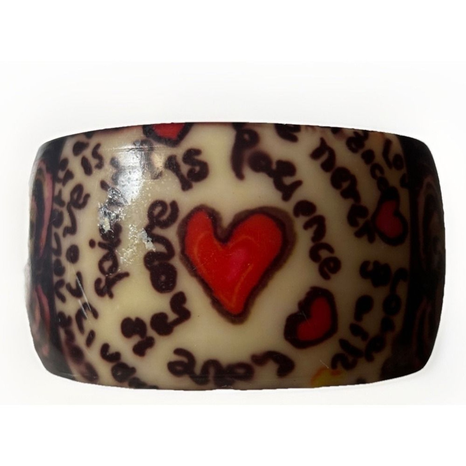 Fun Chunky Bracelet Y2K 2000s Red White Black Hearts Graffiti Love