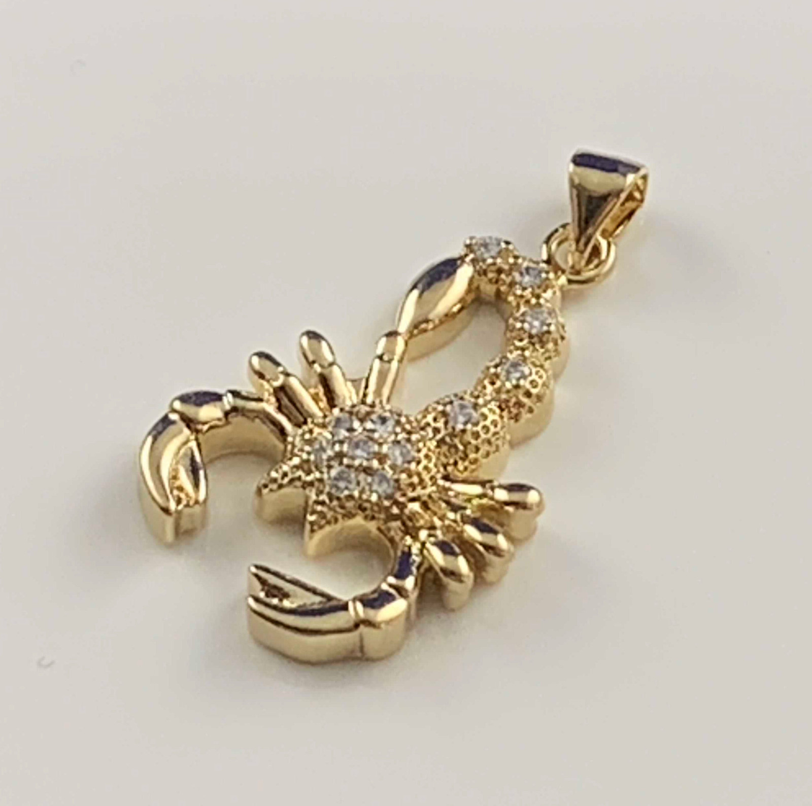 Scorpion Scorpio Zodiac Pendant with CZ’s 24k Yellow GP Astrological Sign