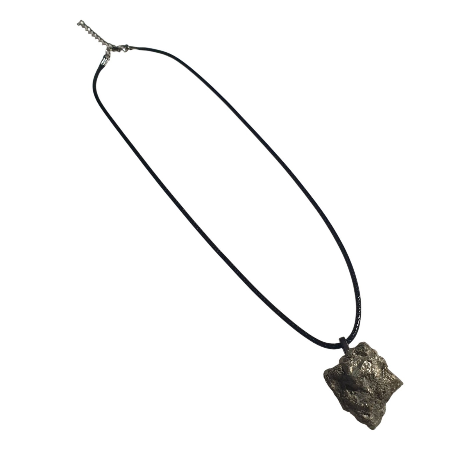 Pyrite Stone Necklace Raw Adjustable Black Cord Lobster Clasp Minimalist Design