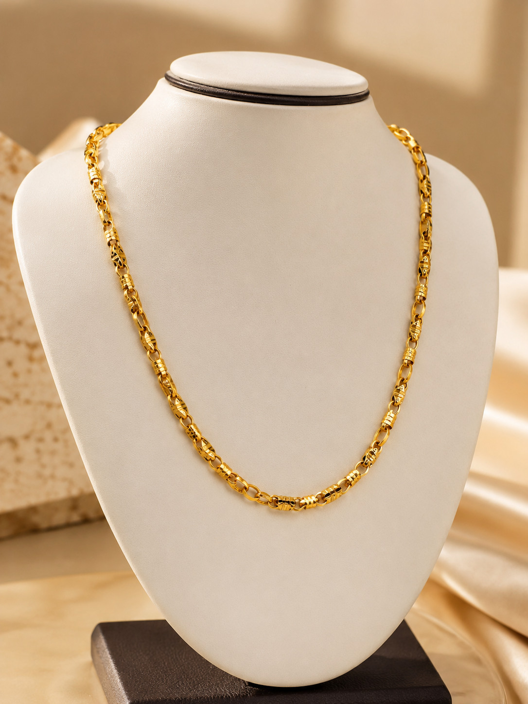 22kt Yellow Gold Plated Cuban Curb Dubai Style Chain Necklace 22 Inches for Men