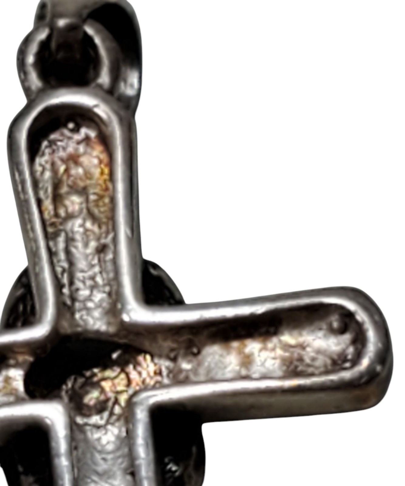 925 Sterling Silver Marcasite Vintage Religious Cross Pendant W/ Stones 2.53g