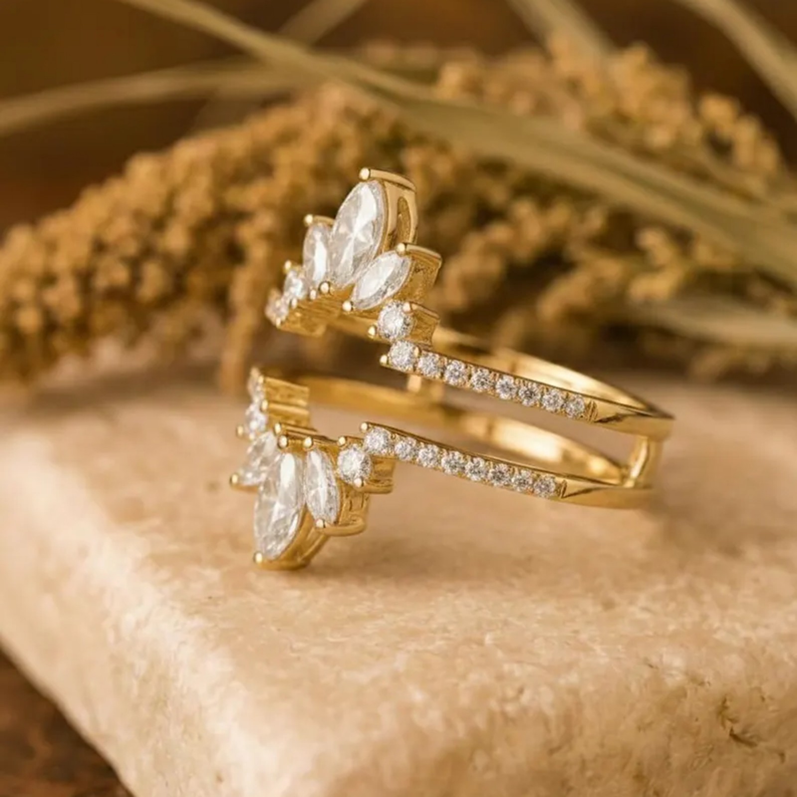 Moissanite Wedding Ring Enhancer, Sunburst Ring Jacket for Engagement Ring