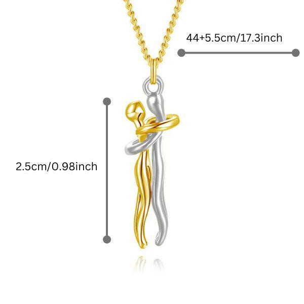 Couple Hugging Pendant Necklace Lovers Together Forever Metal Plating Love Style