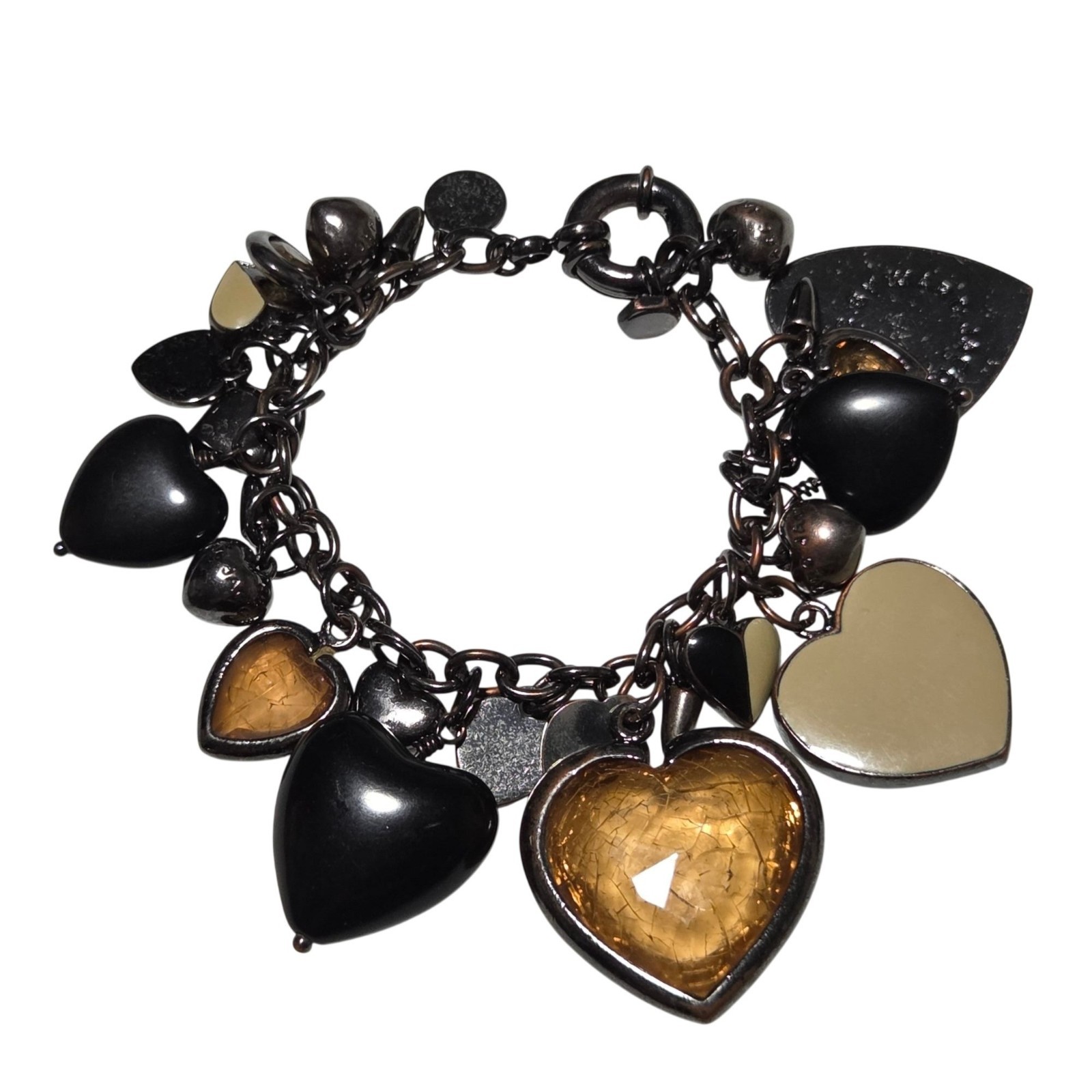 Marc By Marc Jacobs Heart Charm Bracelet Mixed Metals Amber Accents Jewelry