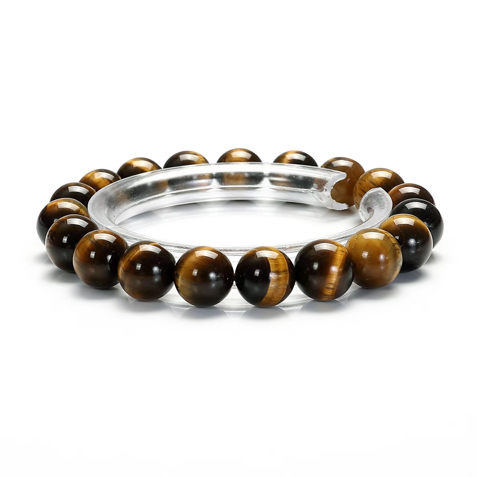 Yellow Tiger Eye Bracelet Smooth Round Size 8mm 10mm 7.5″ Length