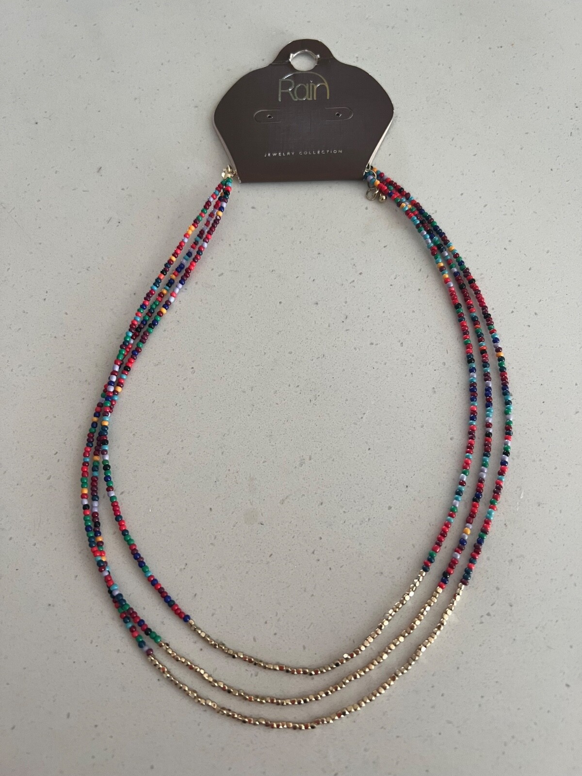 NEW RAIN BOHO RAINBOW BEADED CHOCKER NECKLACE, BOHEMIAN JEWELRY