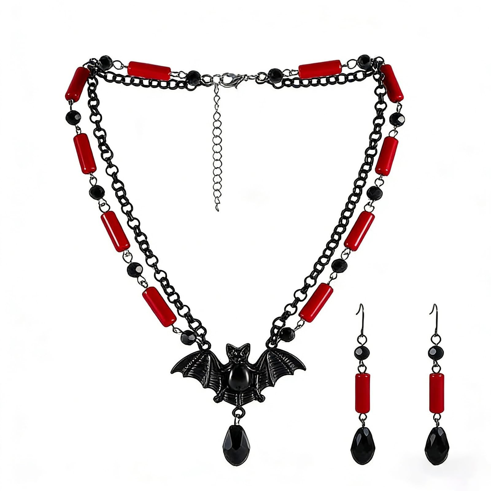 Gothic Witch Jewelry Set for Women Halloween Dark Bat Spider Necklace Earring…