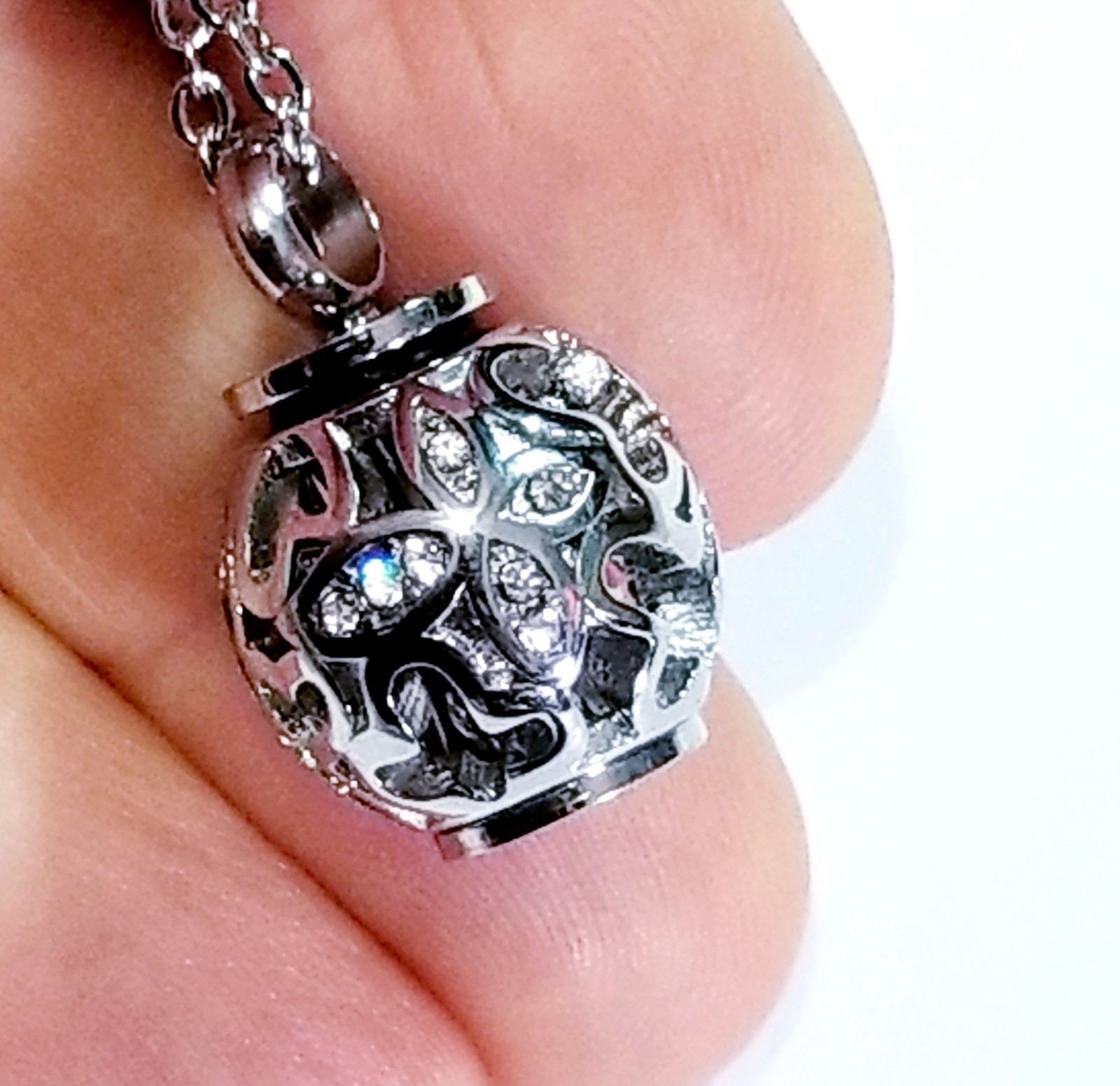 Silver Tone Urn Cremation Memorial Necklace Ball Pendant for Ashes