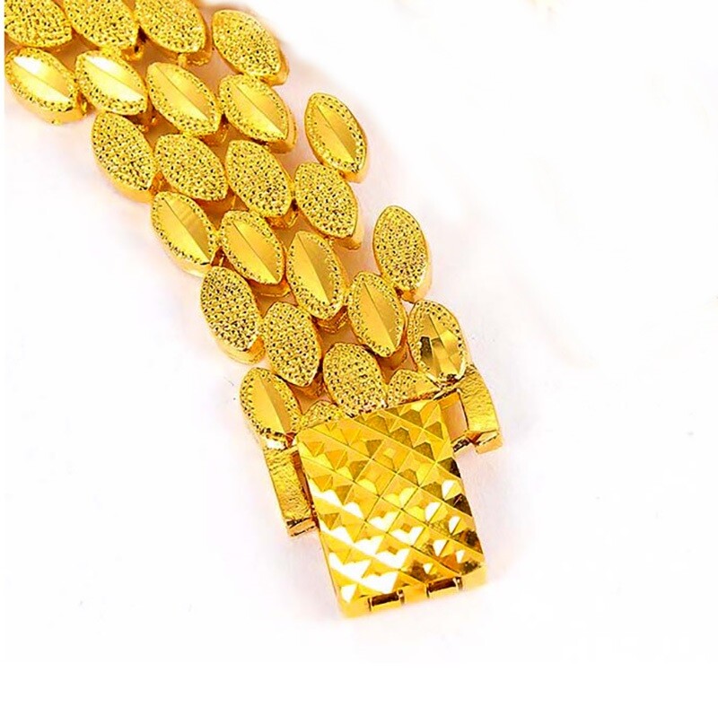 24k Gold Filled Over Brass Womens Wide Chain Bracelet Small 6″ 6.5″ 7″ 7.5″ D804