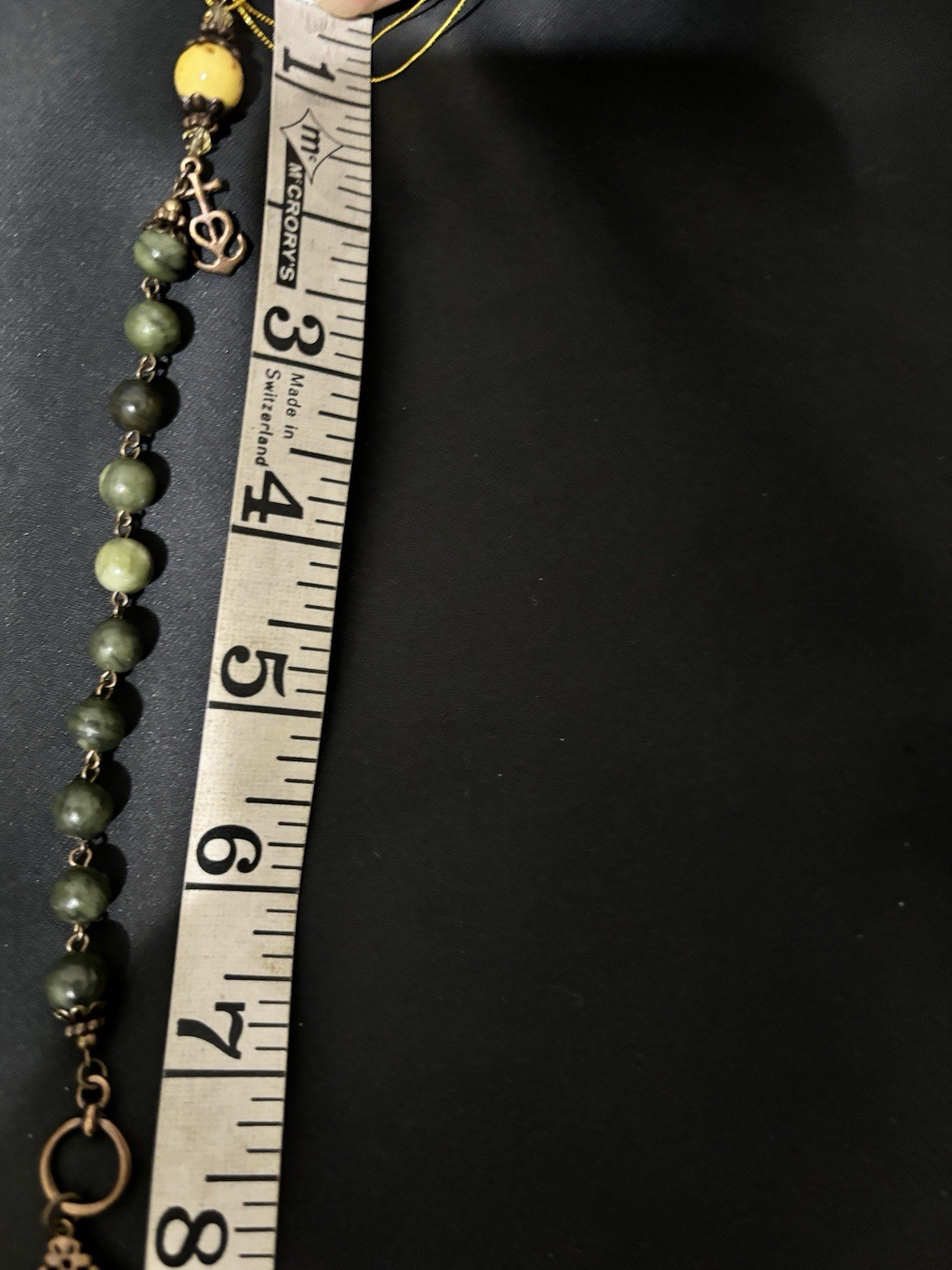 QVC Connemara Marble Bronzetone Antiqued Rosary Bracelet, yellow Stone, Avg NIB