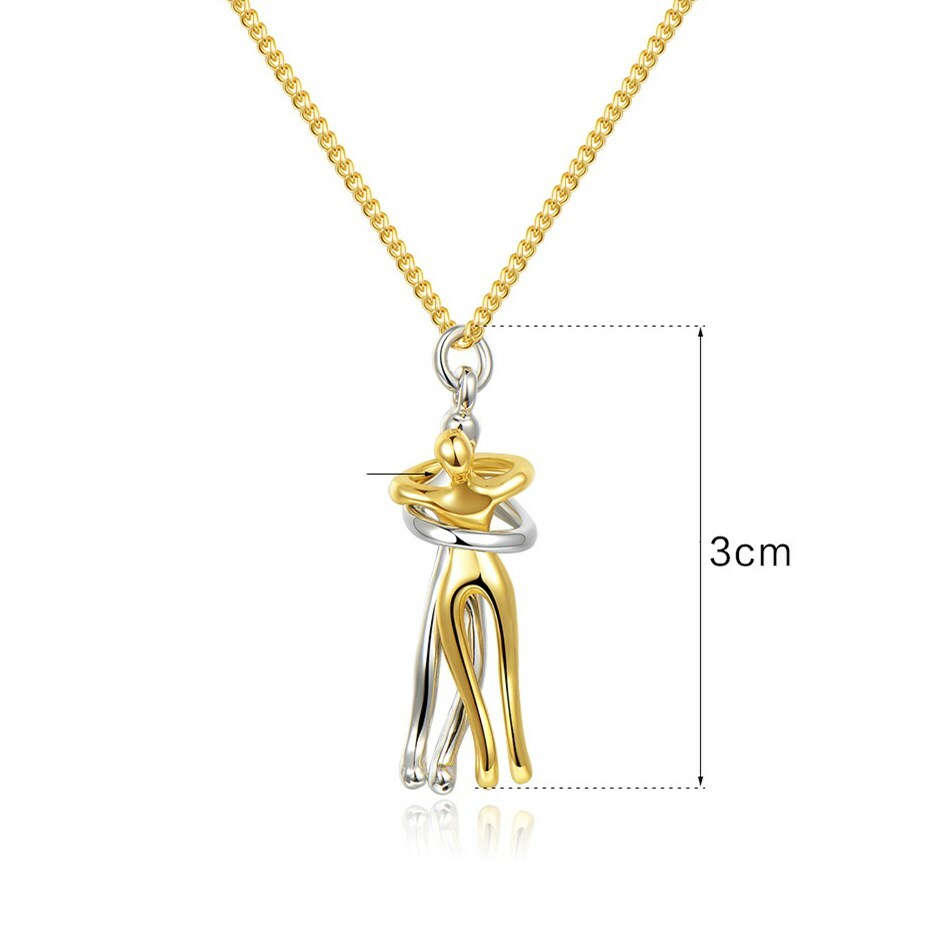 Affectionate Hug Couples Necklace Valentine’s Day Embrace Chain Unisex Jewelry