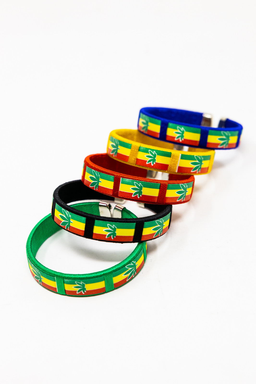 Marijuana Leaf Rasta Rubber Bracelet