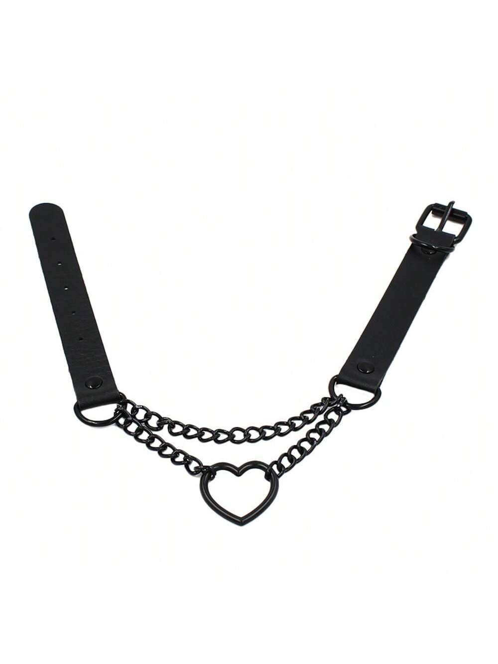 Gothic Heart Choker Necklace Black Necklace Pendant PU Leather Collar Chains
