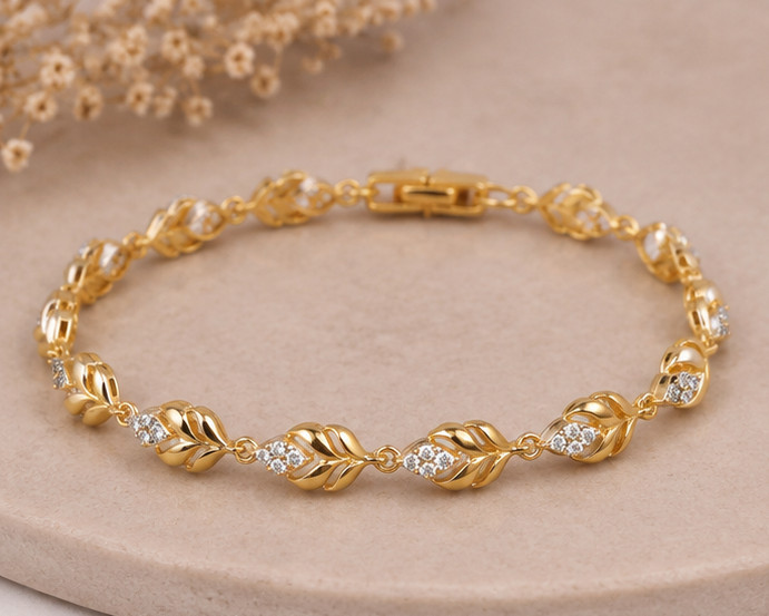 3.75 Ct Round Cut Simulated Diamond Round Link Bracelet 14K Yellow Gold Plated