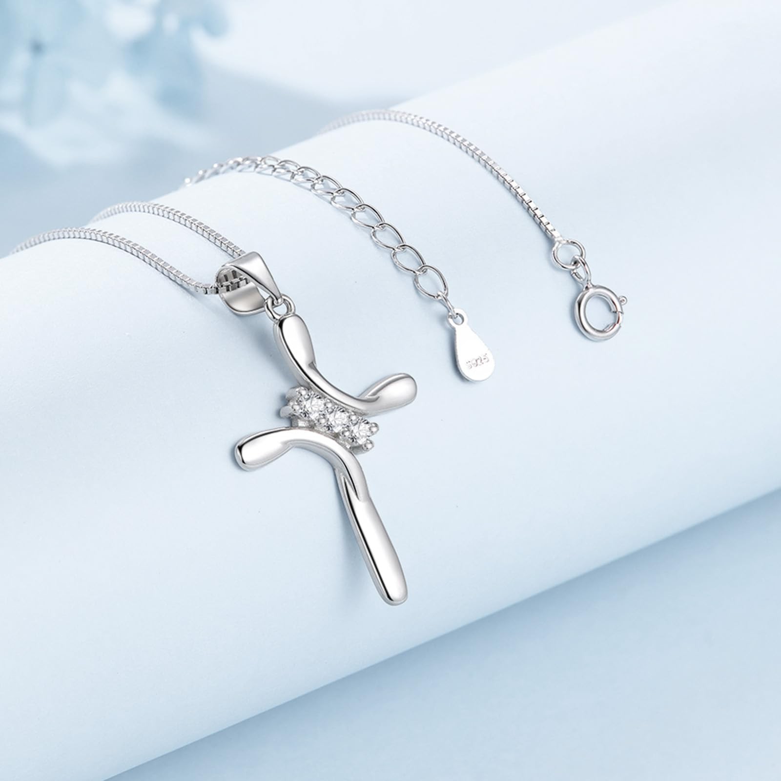 EVERU 925 Sterling Silver Cross Necklaces for Women April Birthstone Necklace…