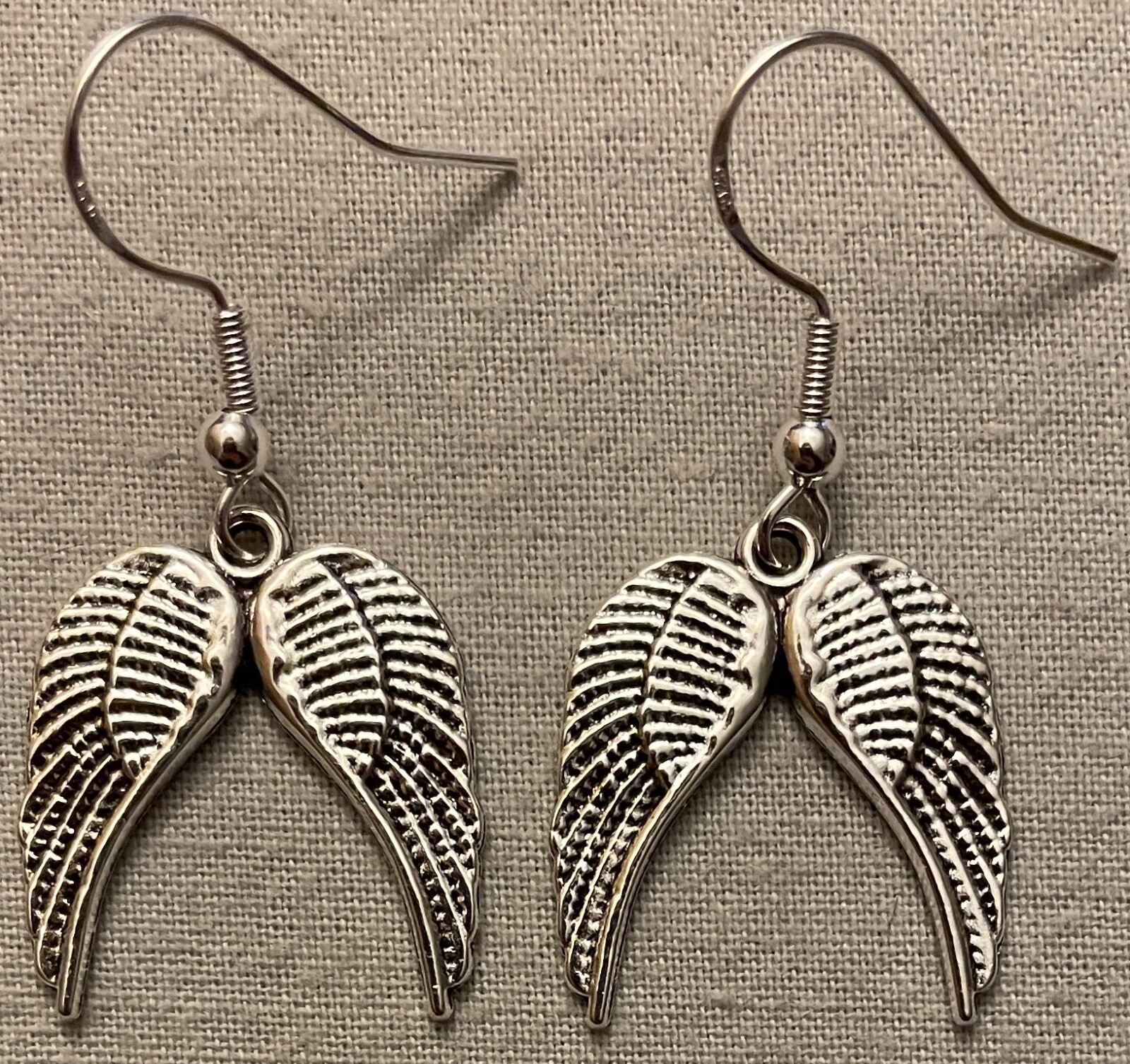 DOUBLE WINGS EARRINGS – Pewter with Sterling Silver Ear Wires BIRD ANGEL ICARUS
