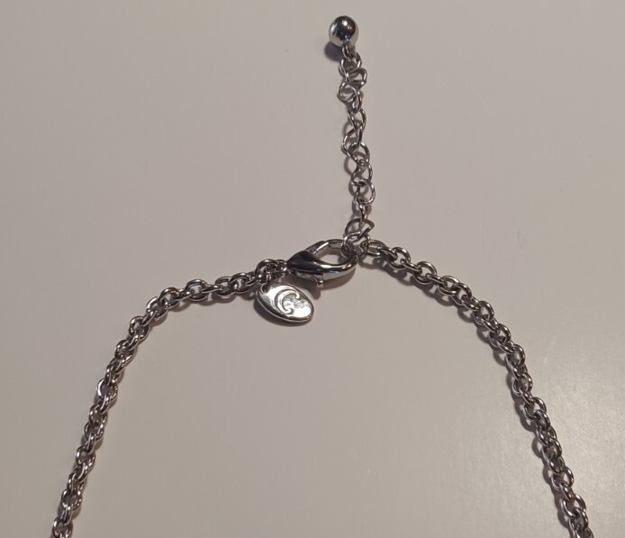 Charming Charlie Silvertone Necklace with reversible Red/Blue Enamel Discs
