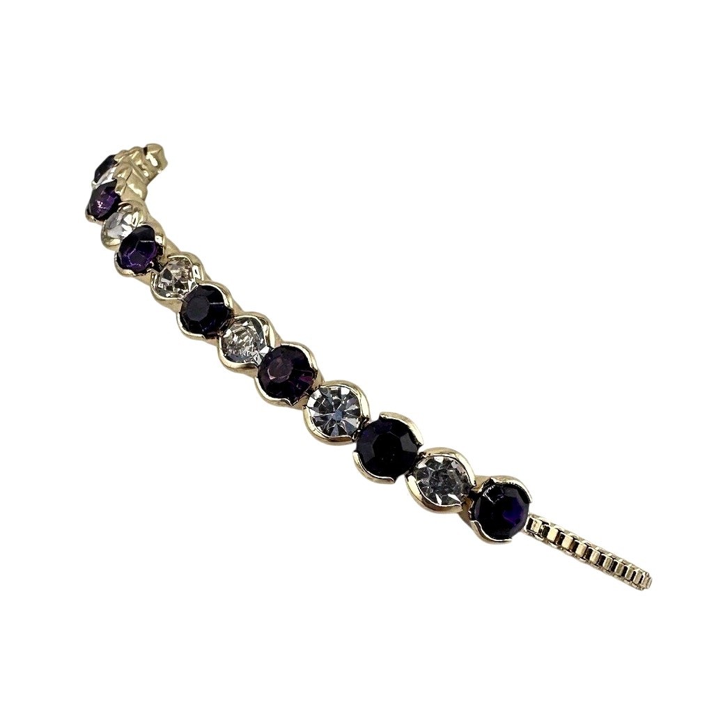Charter Club Crystal Purple White Gold Tone Bolo Drawstring Adjustable Bracelet