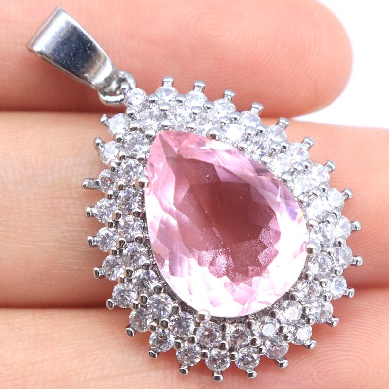 Buy 2 get 1 free Stunning 5.1g Pink Kunzite CZ Present Women Silver Pendant
