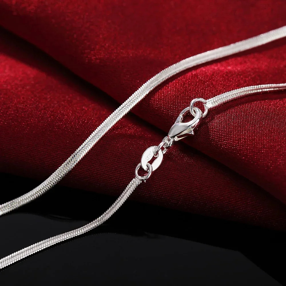 New arrive 925 Sterling Silver Necklace 16-30 Inches 1/2/3MM round snake bone ch