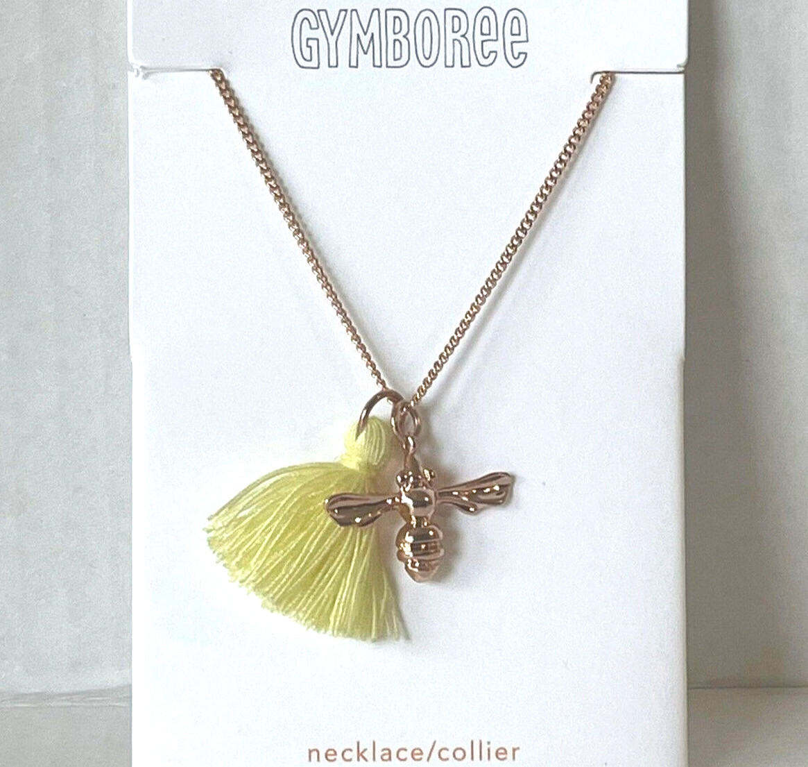 Girl’s Gymboree Bee Pendant Necklace Gold Tone Yellow Tassel Fashion Gift NWT