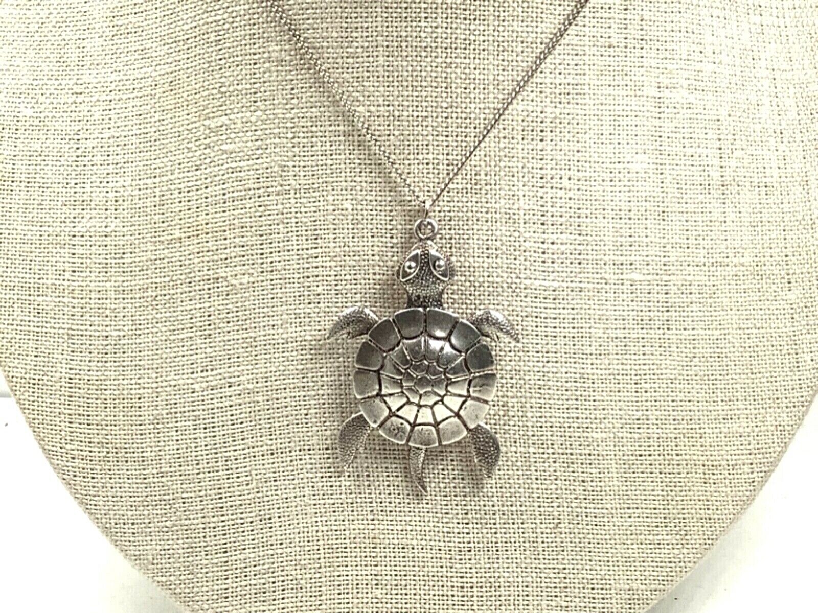 JC FERRARA Sterling Silver Articulating Turtle Pendant w/1.4mm Alpaca Chain, 20”