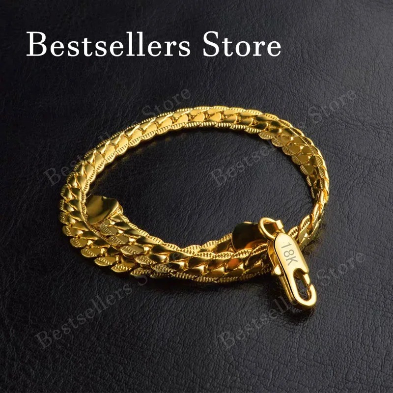 Gold Tone Geometric Link Bracelet for Women Fashion Chain Jewelry 20cm US