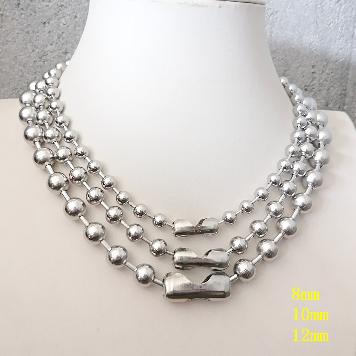 Punk Ball Chain Necklace 316L Stainless Steel, 2000’s Y2K Large bead jewelry