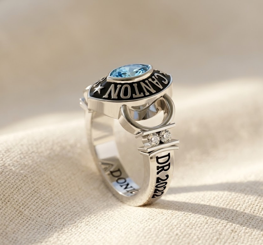 Personalized Marquise Cz Gemstone High School Ring Collage Class Graduation Gift