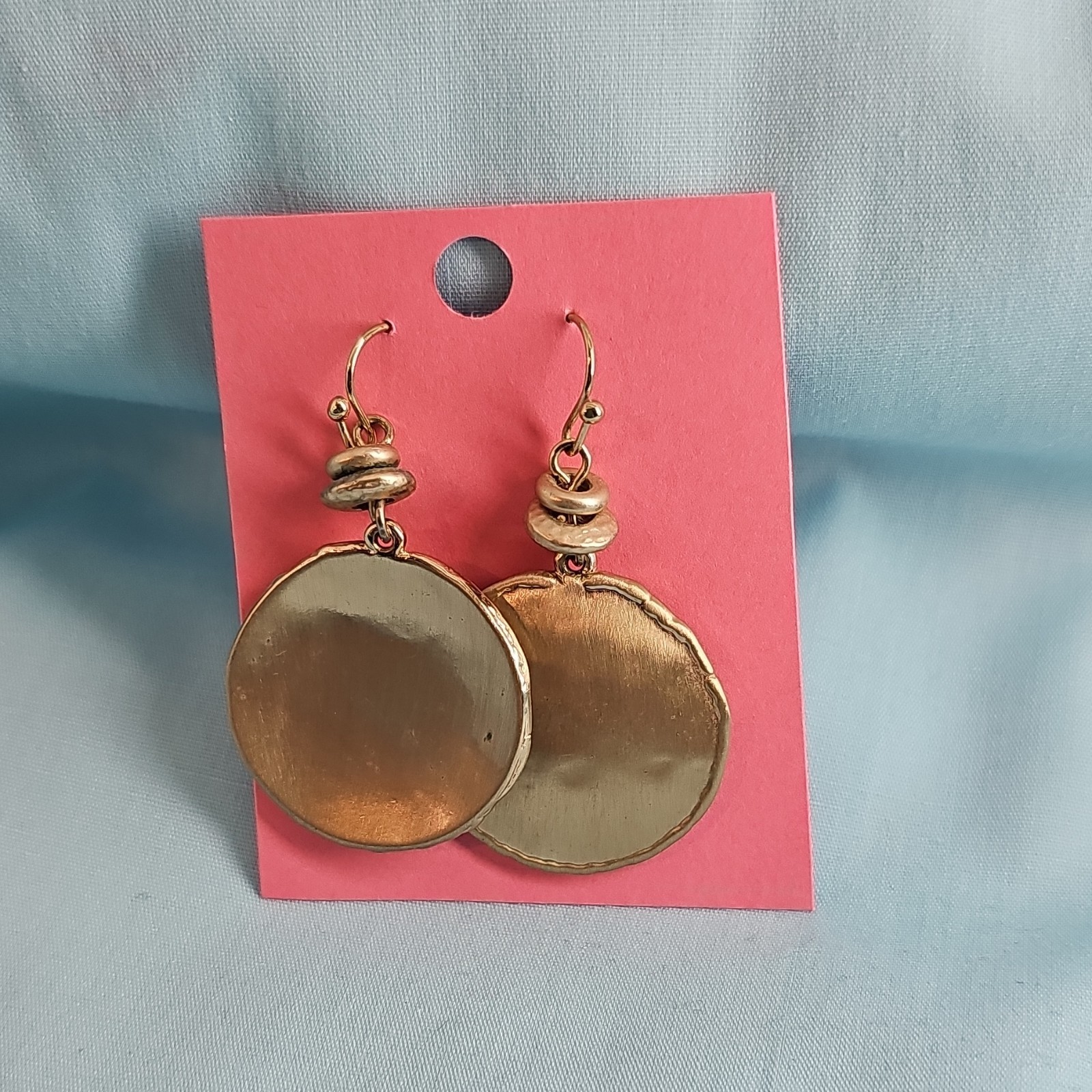 Chico’s Gold Tone Round Disc Dangle/Drop Earrings with Hooks