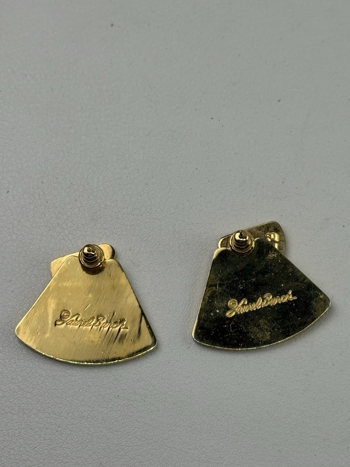 Laurel Burch Vintage Pierced Earrings Convertible Gold Tone & Purple Enamel