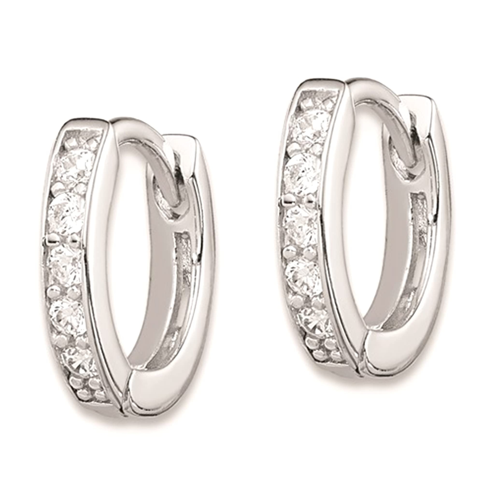 Sterling Silver Hinged Hoop Earrings, 11mm