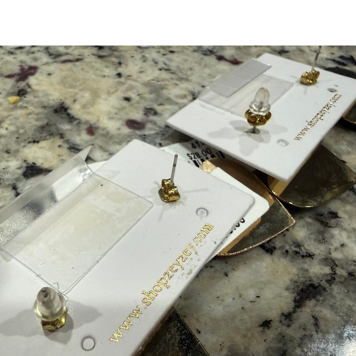 NWT ZEYZEY Red Black CZ Pave Heart Earrings 18K Gold Plated Set Gift Sparkly