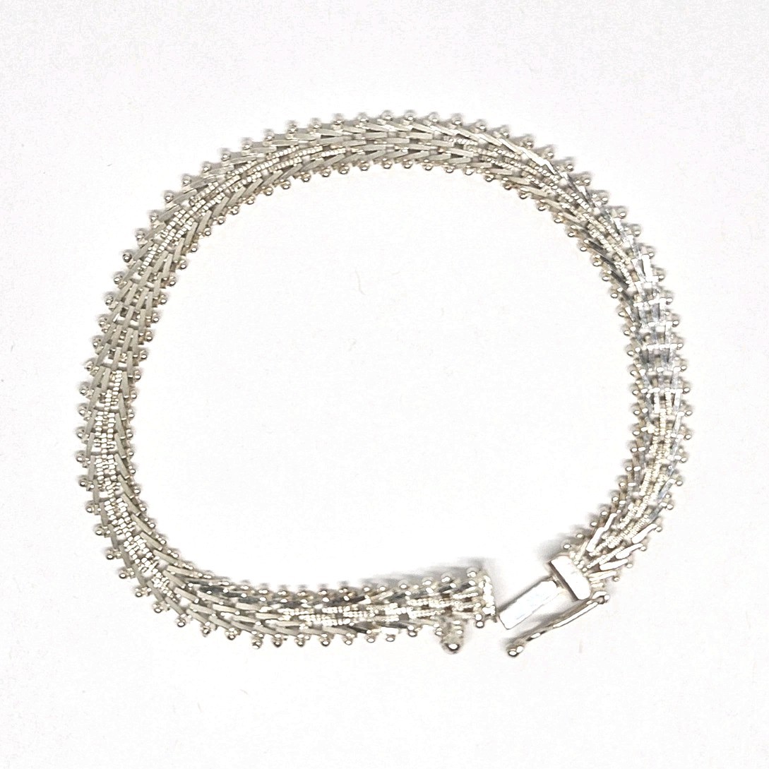 Sterling Silver Riccio Fancy Woven Chain Link Bracelet 7.75 Inches PREMEX