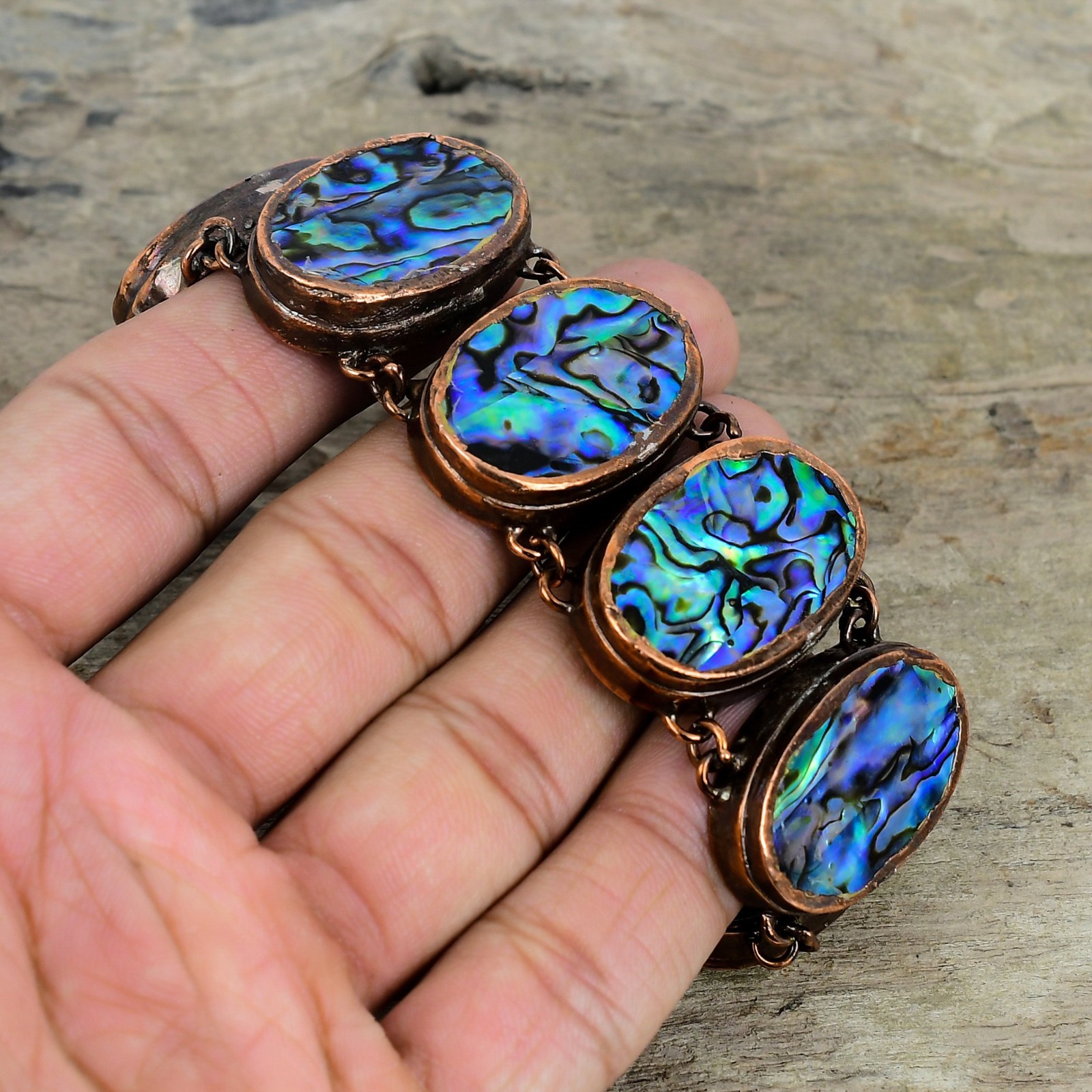 Copper Abalone Shell Stone Wife Elegant Electroformed Chain New Bracelet Jewelry