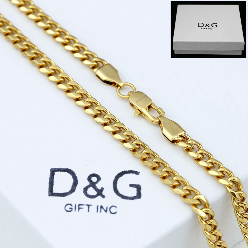 DG 20″ Men’s Stainless-Steel 8mm Miami Cuban Curb Chain. Gold plated,Unisex.Box