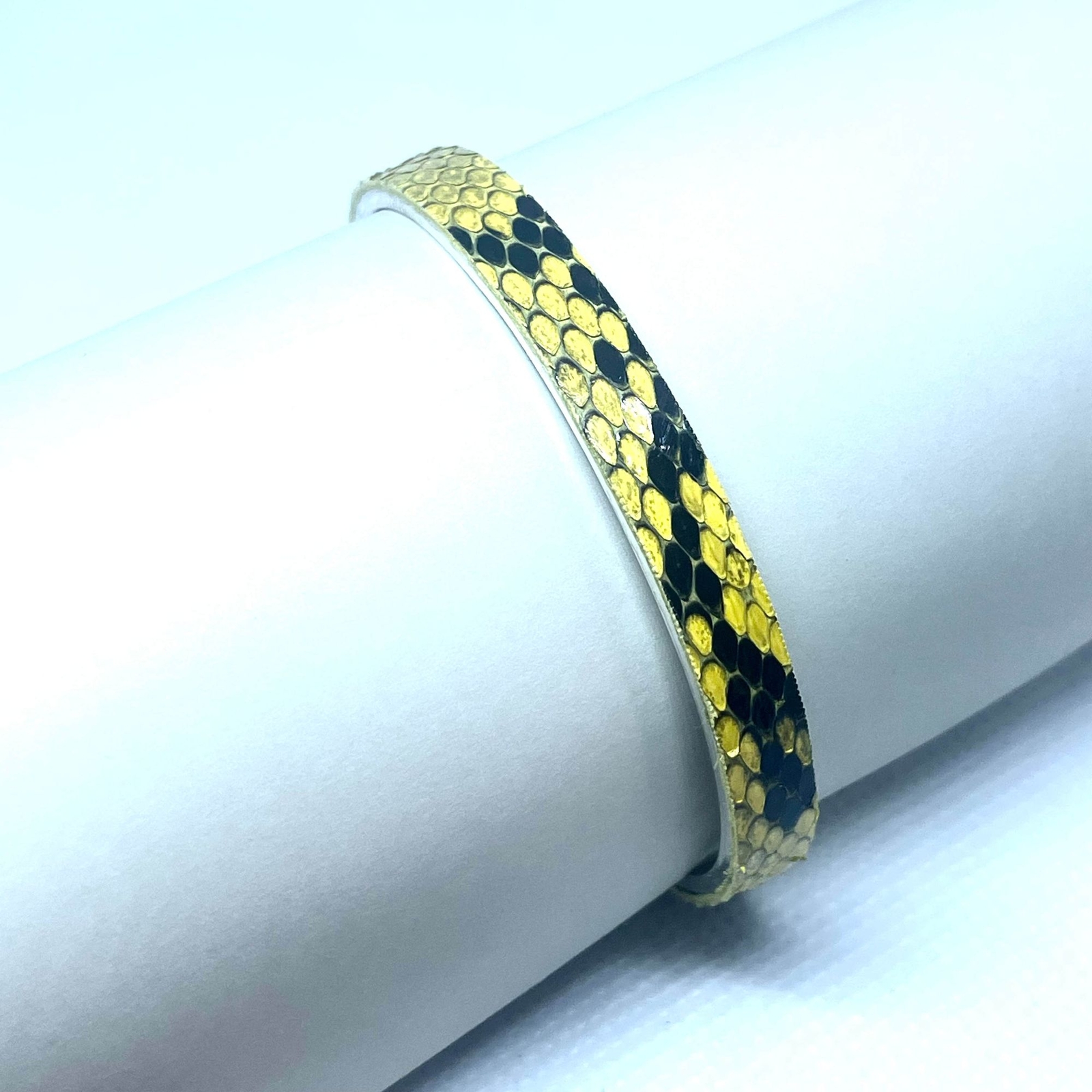 Rustic Cuff Python Print Bangle Bracelet Yellow Green Snake Reptile Nature