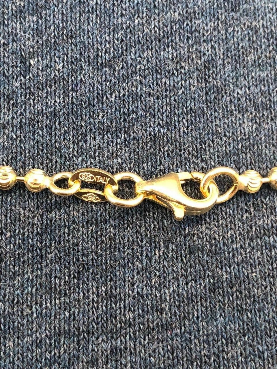 14K Gold Plated Solid 925 Silver Ball Moon Diamond Cut Chain MADE IN ITALY 2.5mm