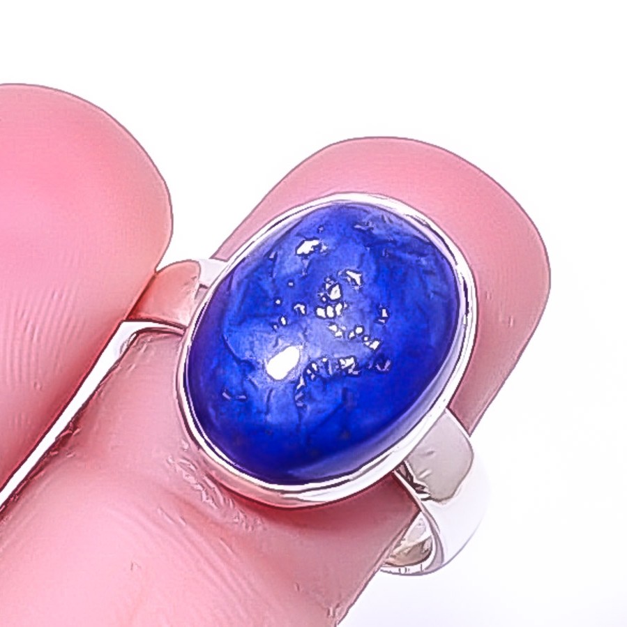 Lapis Lazuli – Afghanistan 925 Silver Plated Jewelry Ring s.8 R1973-4