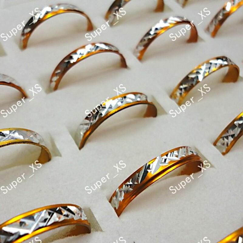 500Pcs Wholesale Lots Pretty Gold color Women Aluminum Alloy Rings Jewelry