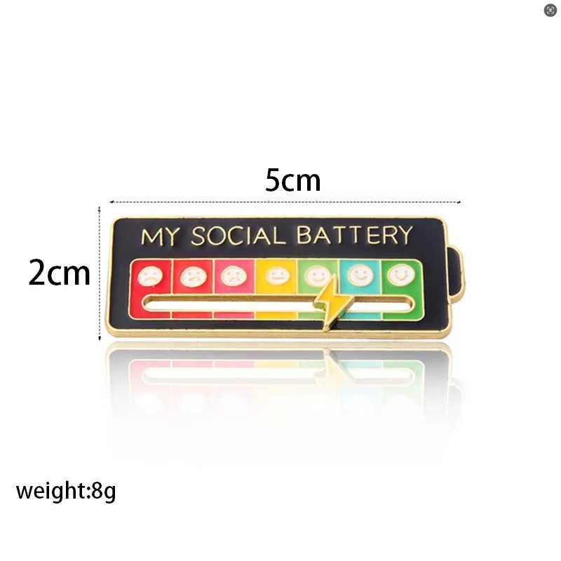 My Social Power Battery Brooch Social Power Enamel Badge Transform Mood Energy B