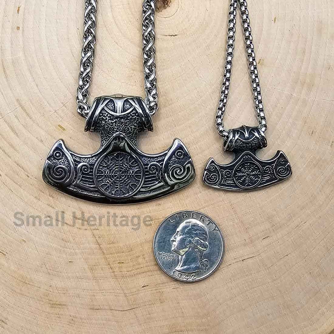 Viking Anchor Necklace Helm of Awe Pendant Stainless Steel Large Small 23.6/27.5