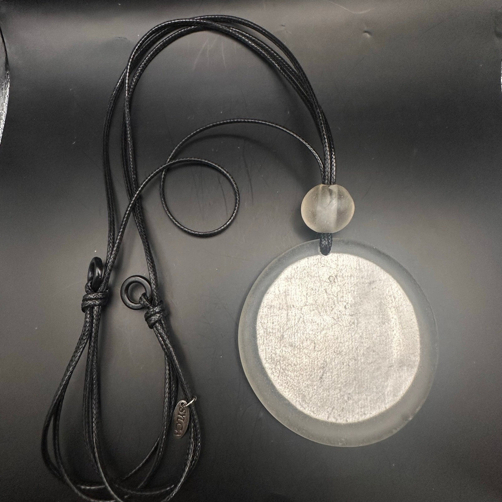 SYLCA Designs Silver Black Necklace Round Modern Contemporary Lagenlook Jewelry