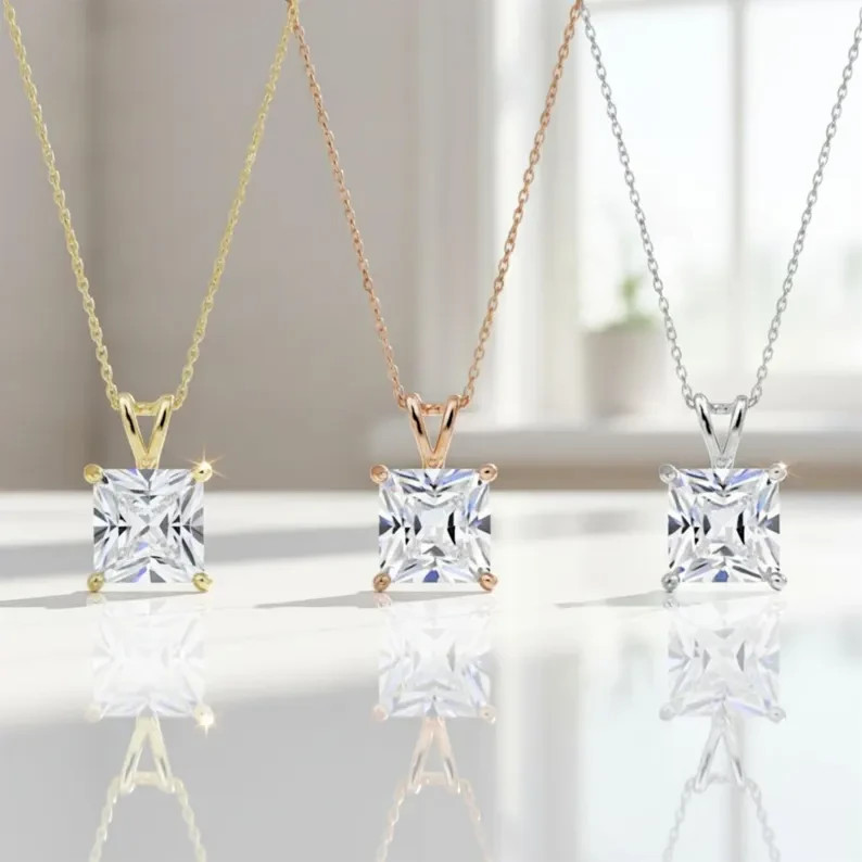 1 Ct Lab Grown Diamond Sterling Silver Pendant Necklace Valentine Gift For Her
