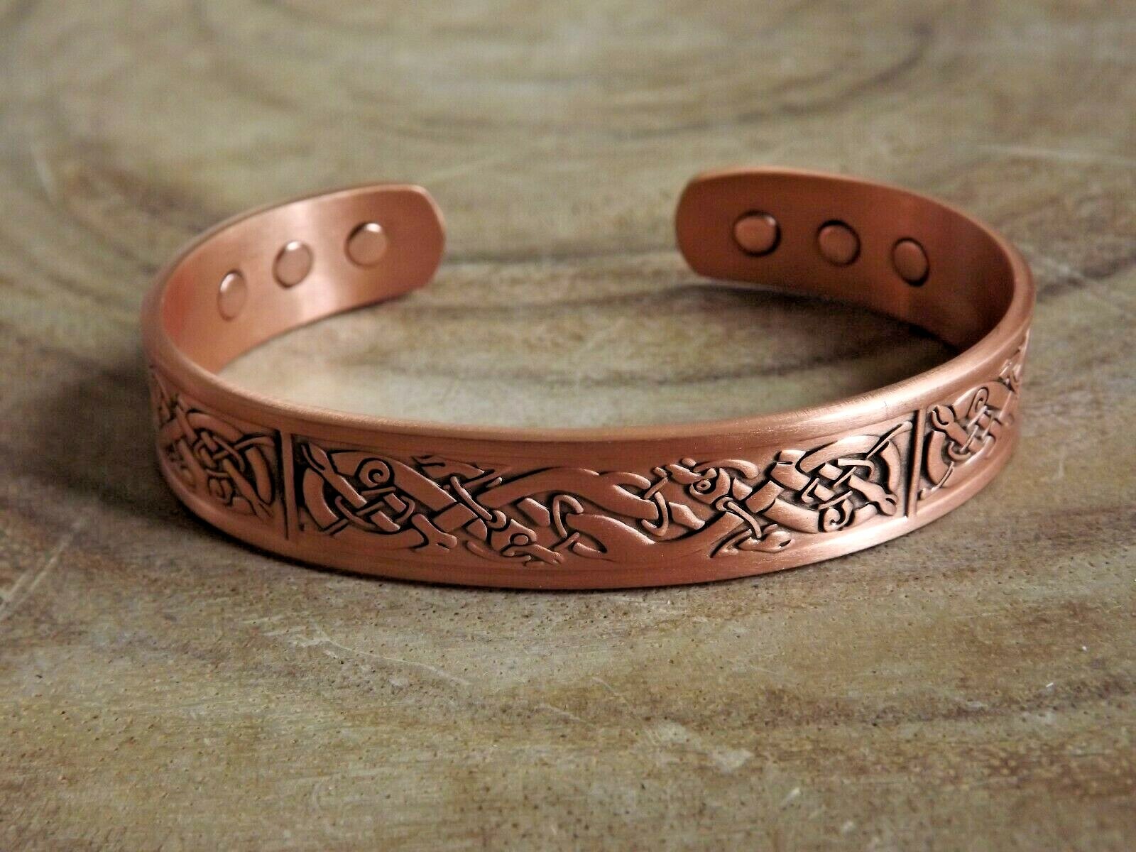 Solid Copper Magnetic Bracelet Celtic Viking God 12 mm Magnetic Cuff Bangle