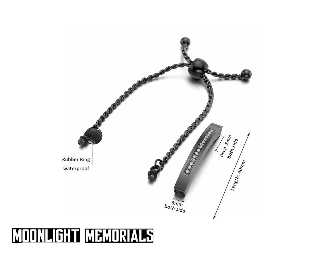 New Bar Crystal Heart Cremation Memorial Urn Ashes Bracelet