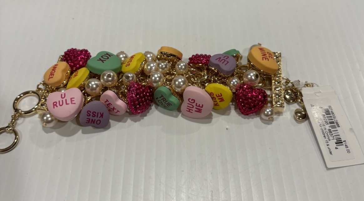 Betsey Johnson Bracelet Valentines Heart Shape Bib Statement New $148 MSRP