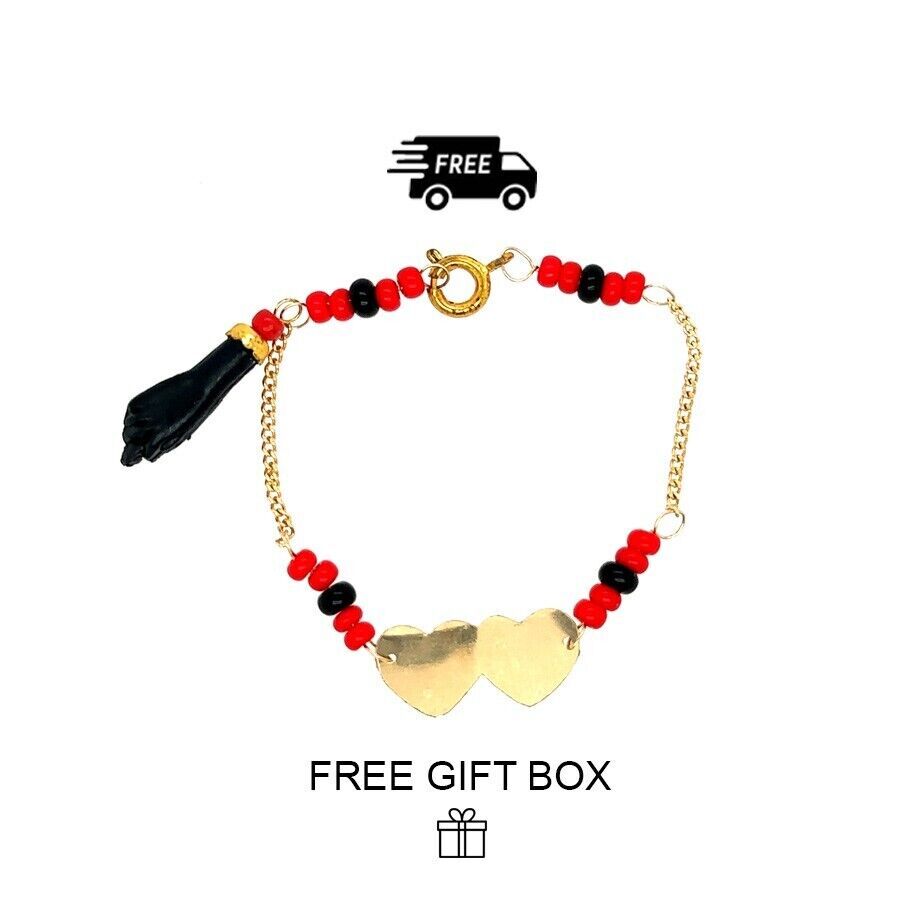 14K Gold Filled Azabache Bracelet For Baby /Pulsera De Azabache Para Bebe 5.5″